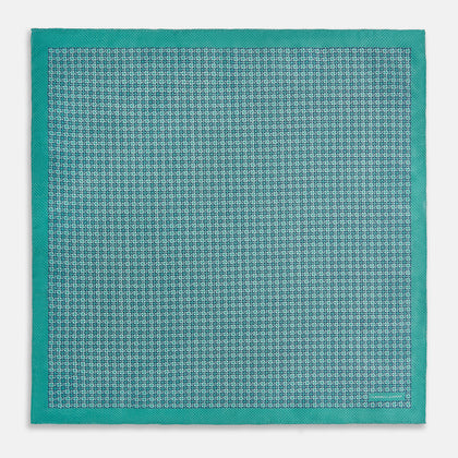 Geometric Green Pocket Square in Silk Image 4