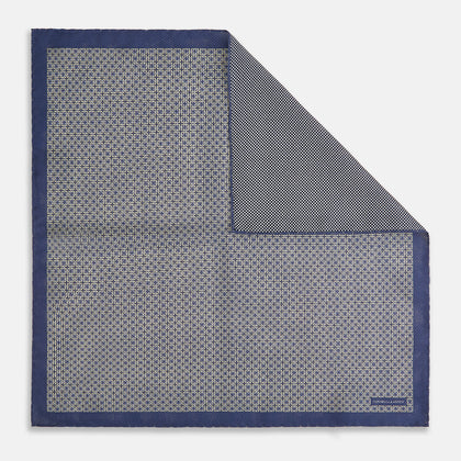 Geometric Blue Pocket Square in Silk Image 2