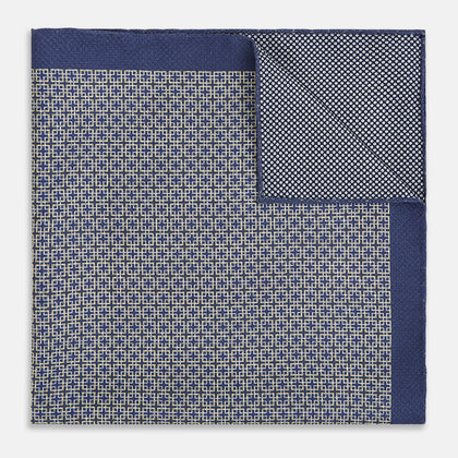Geometric Blue Pocket Square in Silk Image 3
