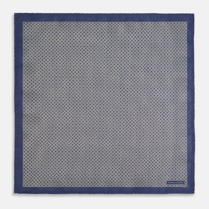 Geometric Blue Pocket Square in Silk Image 4
