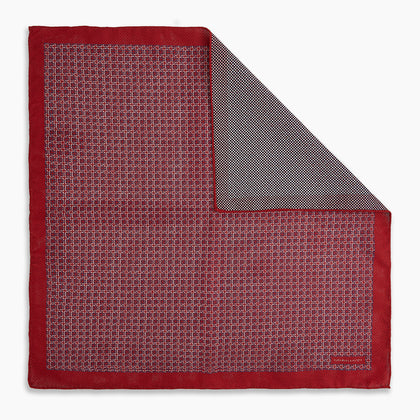 Geometric Red Pocket Square in Silk Image 6