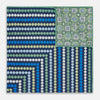 View 3 of product Oxford Blue Dots and Floral Tile Double-Sided Silk Pocket Square OS