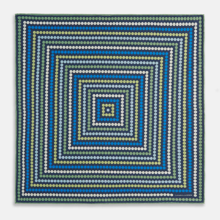 Oxford Blue Dots and Floral Tile Double-Sided Silk Pocket Square Image 3