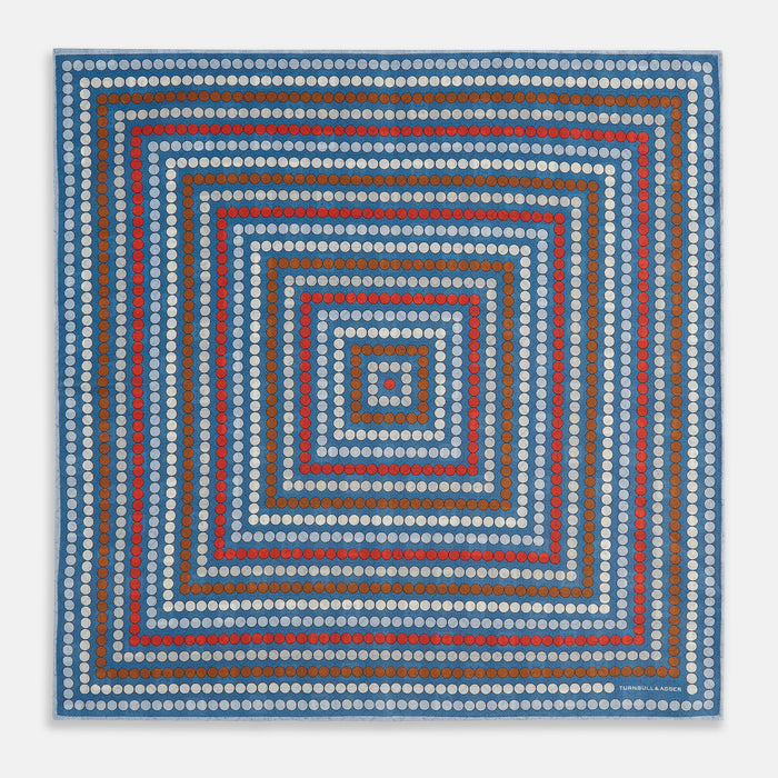 Blue Bonnet Dots and Floral Tile Double-Sided Silk Pocket Square Image 3
