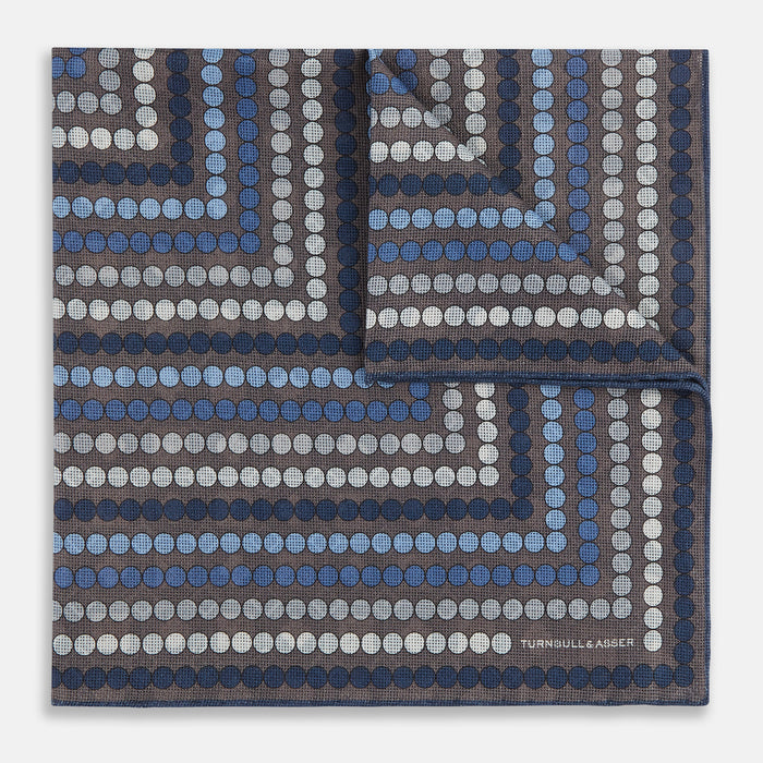 Ash Dots and Floral Tile Double-Sided Silk Pocket Square