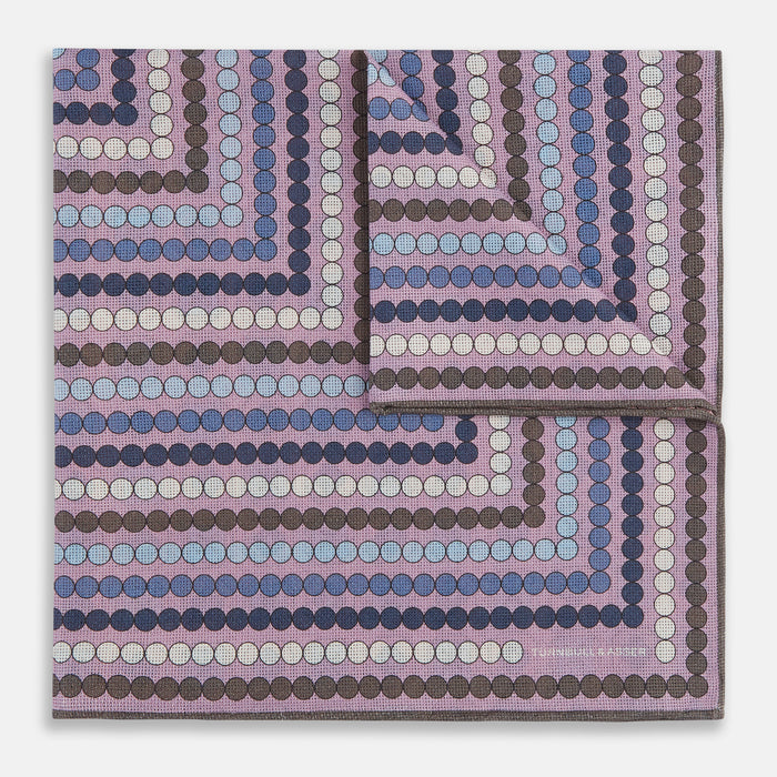 Lilac Dots and Floral Tile Double-Sided Silk Pocket Square Image 1