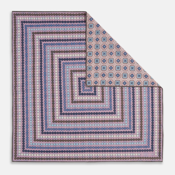 Lilac Dots and Floral Tile Double-Sided Silk Pocket Square Image 5