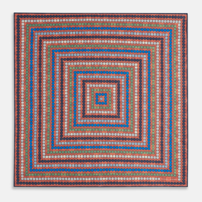 Orange Dots and Floral Tile Double-Sided Silk Pocket Square Image 3