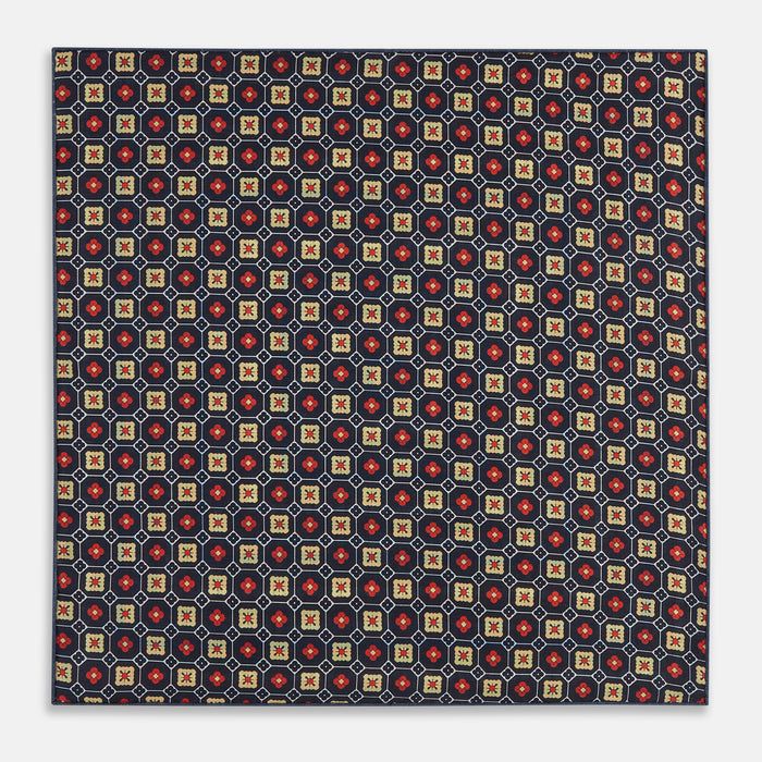 Orange Dots and Floral Tile Double-Sided Silk Pocket Square Image 4