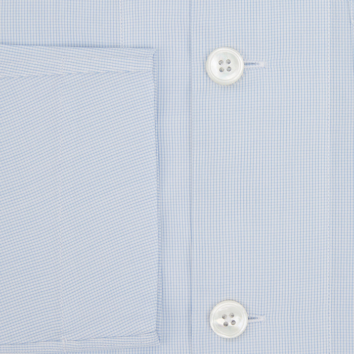 Pale Blue Fine Micro Check Pyjama Shirt Image 3