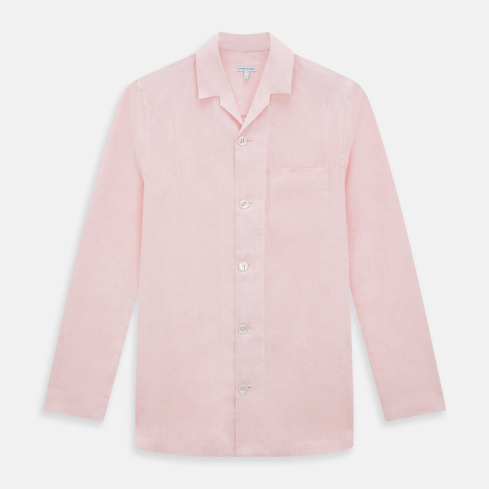 Pale Pink Linen Pyjama Shirt
