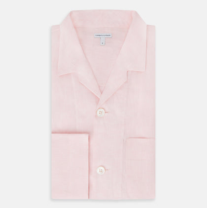 Pale Pink Linen Pyjama Shirt Image 4