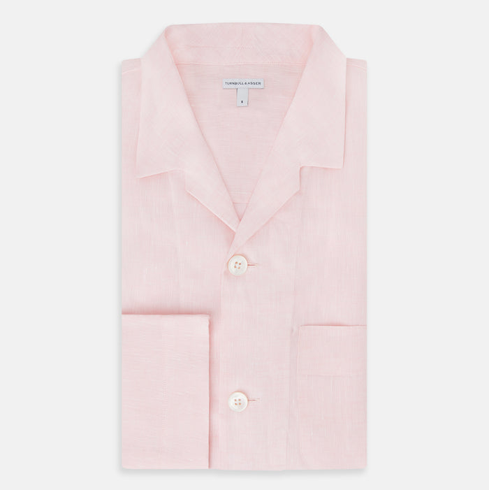 Pale Pink Linen Pyjama Shirt Image 4