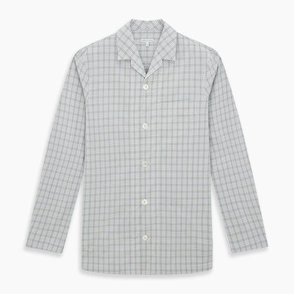 Grey Fine Multi Graph Check Pyjama Shirt Image 6
