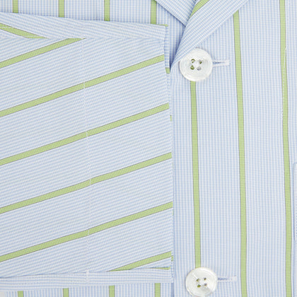 Light Green and Blue Stripe Pyjama Shirt Image 3