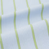 View 5 of product Turnbull & Asser Light Green and Blue Stripe Pyjama Trousers feature a loose fit and elastic drawstring waistband. Made from cotton, these loungewear trousers are shown flat on a white background, ideal for comfort and style.