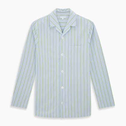 Light Green and Blue Stripe Pyjama Shirt Image 6