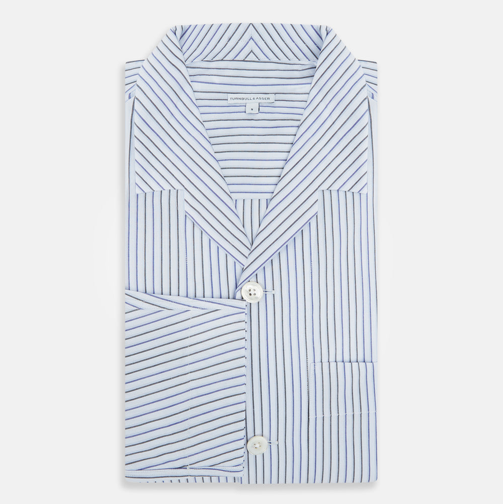 Blue Shadow Pinstripe Pyjama Shirt