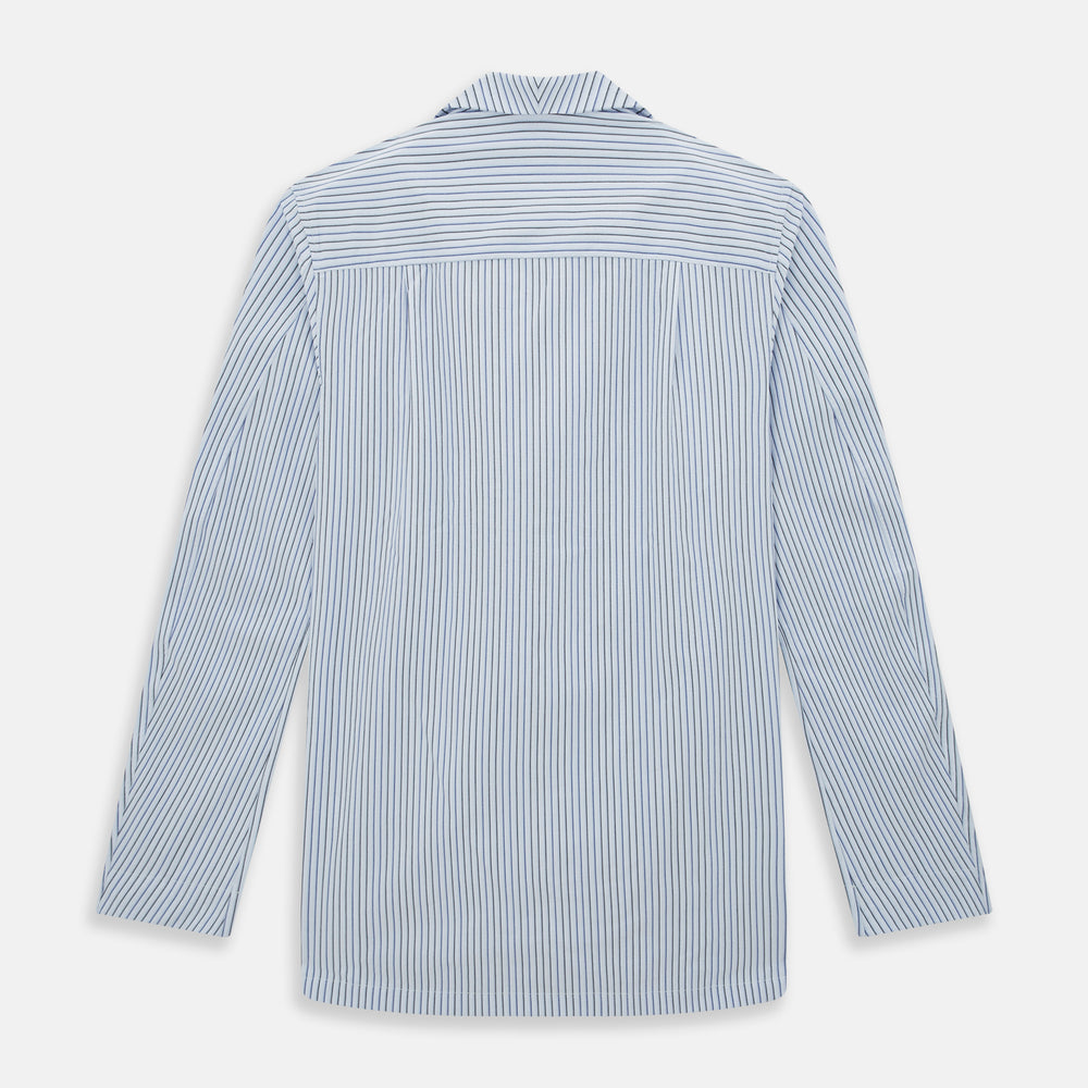 Blue Shadow Pinstripe Pyjama Shirt