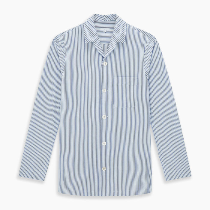 Blue Shadow Pinstripe Pyjama Shirt Image 6