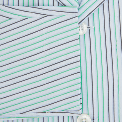 Green and Blue Shadow Pinstripe Pyjama Shirt Image 3