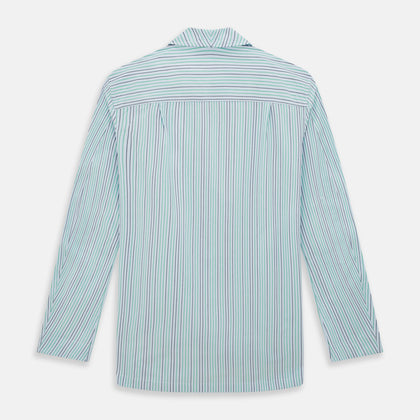 Green and Blue Shadow Pinstripe Pyjama Shirt Image 2