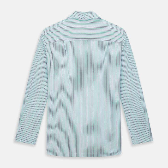 Green and Blue Shadow Pinstripe Pyjama Shirt Image 2