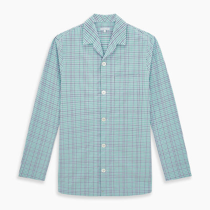 Green and Blue Shadow Check Pyjama Shirt Image 6