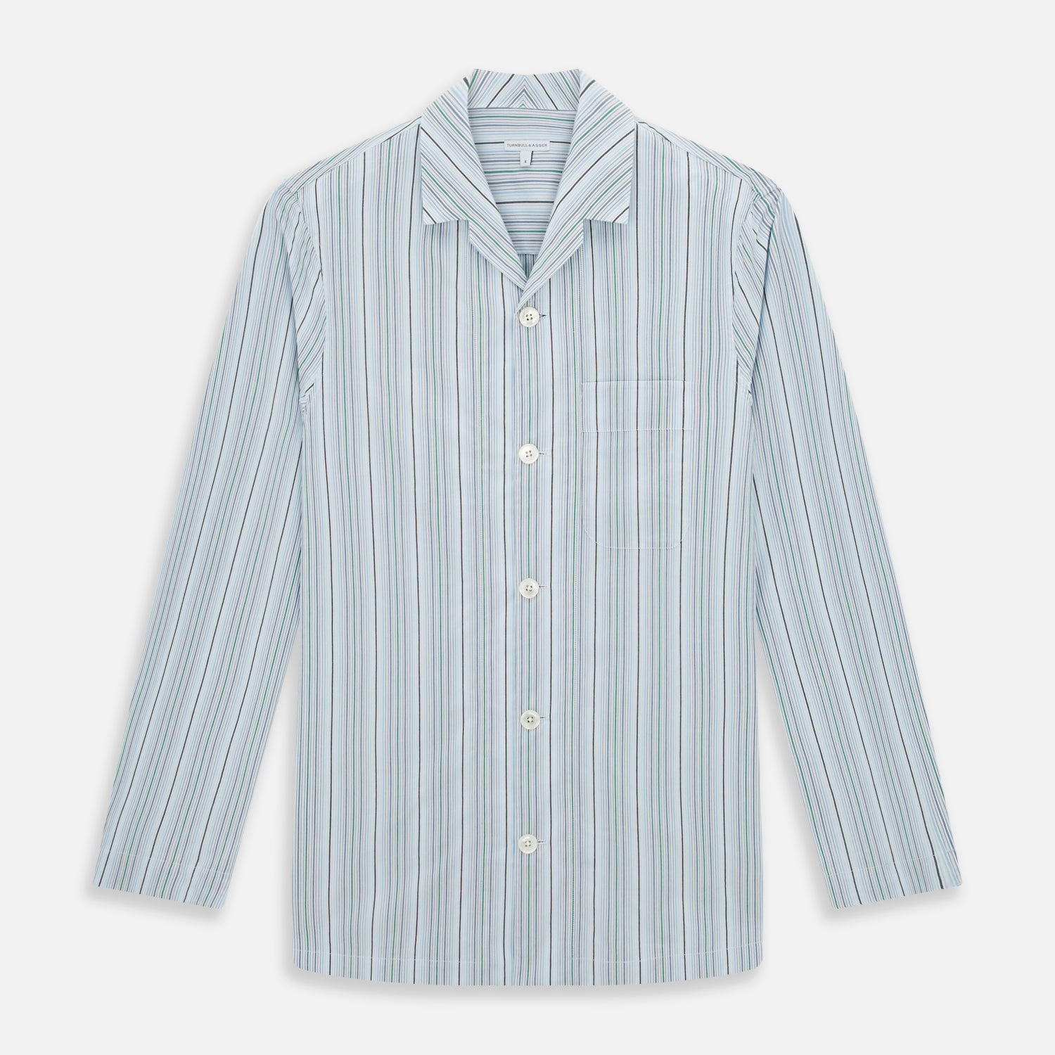 Blue and Green Multi Track Stripe Pyjama Shirt