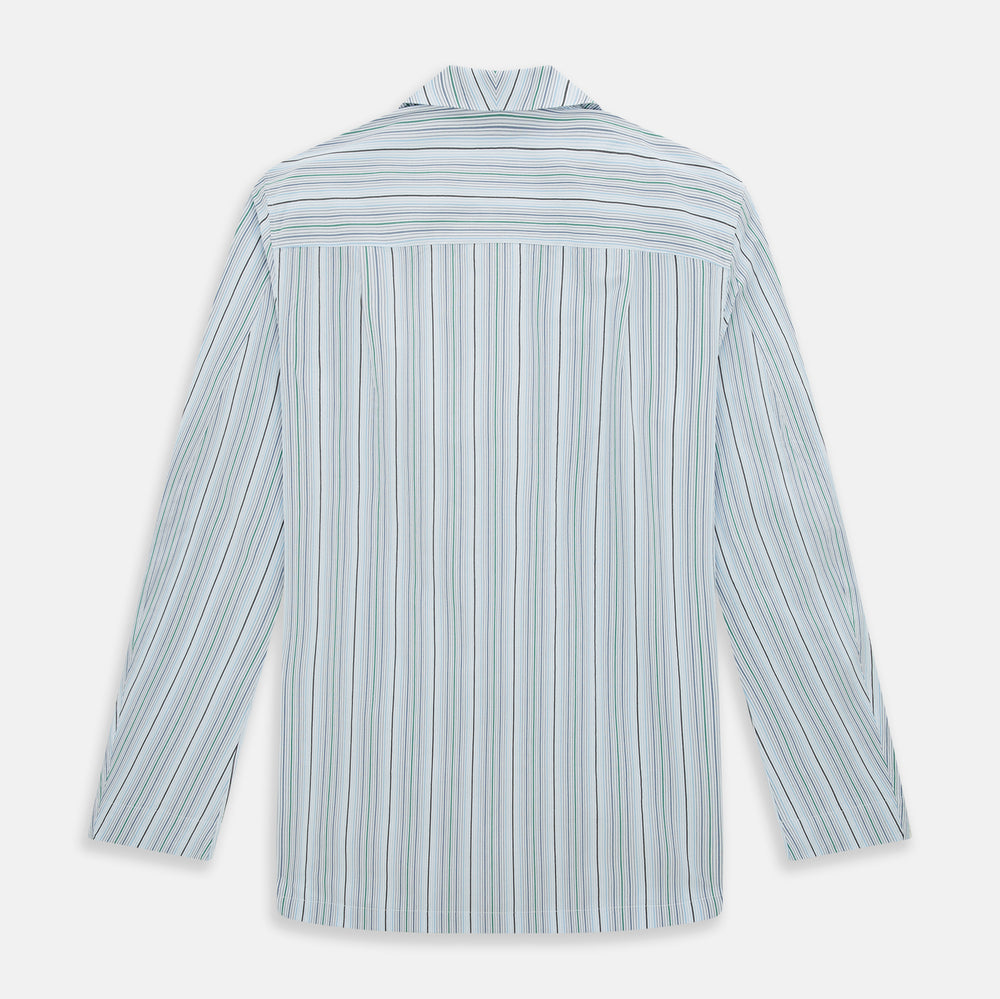 Blue and Green Multi Track Stripe Pyjama Shirt