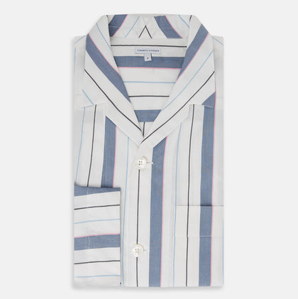 Blue Blazer Stripe Pyjama Shirt Image 4