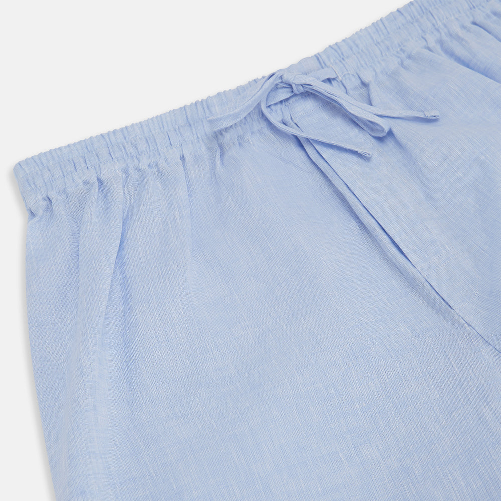 Pale Blue Linen Pyjama Trousers