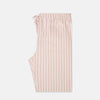 View 4 of product Turnbull & Asser's Orange Multi Track Stripe Pyjama Trousers feature vertical stripes, an elastic waistband, and a drawstring tie—ideal for comfort lovers. Displayed flat on a plain white background.