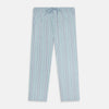 View 1 of product Turnbull & Asser Green and Blue Shadow Pinstripe Pyjama Trousers, featuring a comfortable drawstring waistband, laid flat on a white background.