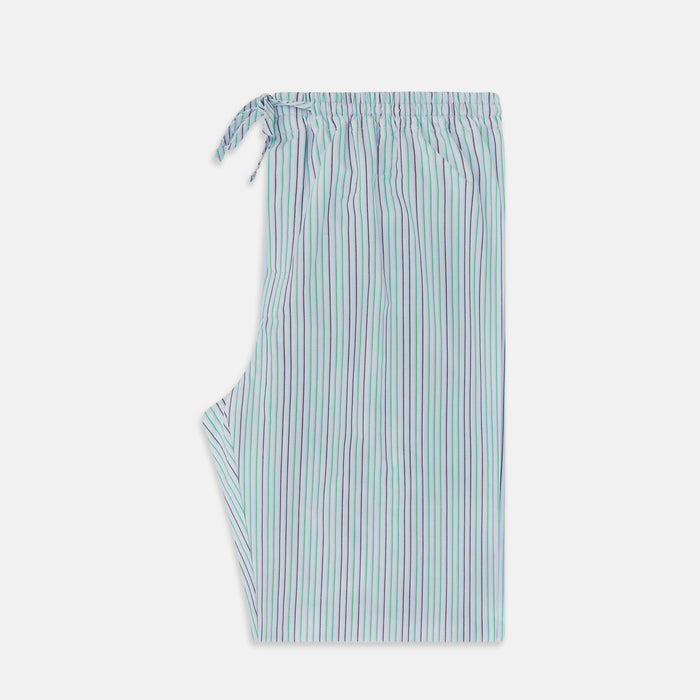 Green and Blue Shadow Pinstripe Pyjama Trousers Image 3