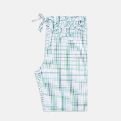 Green and Blue Shadow Check Pyjama Trousers Image 3