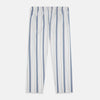 View 3 of product The Turnbull & Asser Blue Blazer Stripe Pyjama Trousers feature blue, white, and light brown vertical stripes and a drawstring waistband, shown laid flat on a white background.