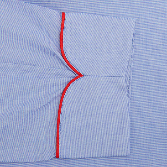 Light Blue Piped End-On-End Cotton Gown Image 2