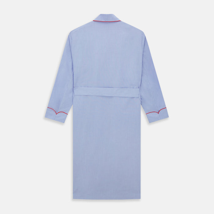 Light Blue Piped End-On-End Cotton Gown Image 3