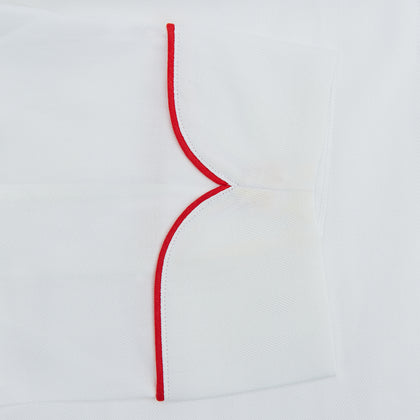 White Piped Herringbone Cotton Gown Image 2