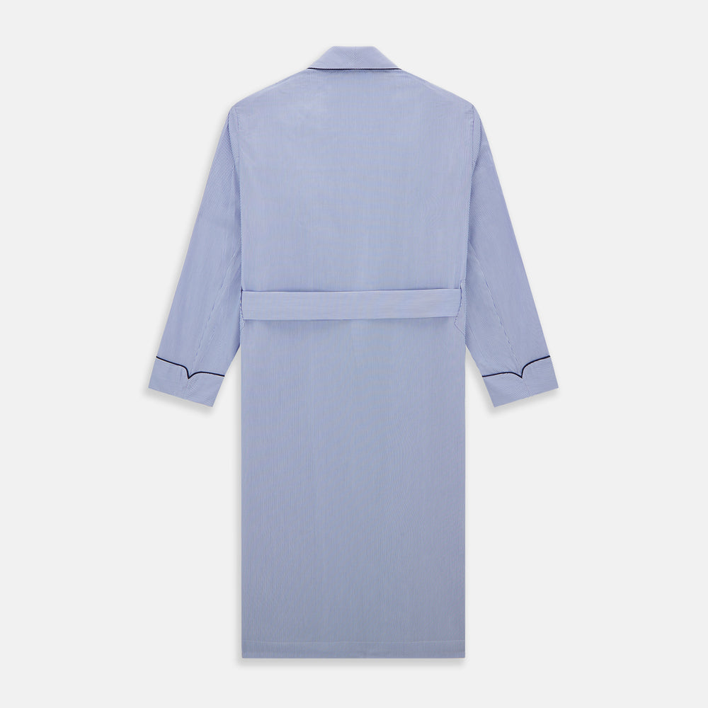 Blue Fine Bengal Stripe Piped Cotton Gown | Turnbull & Asser Turnbull & Asser UK Blue Fine Bengal Stripe Piped Cotton Gown | Turnbull & Asser Turnbull & Asser UK