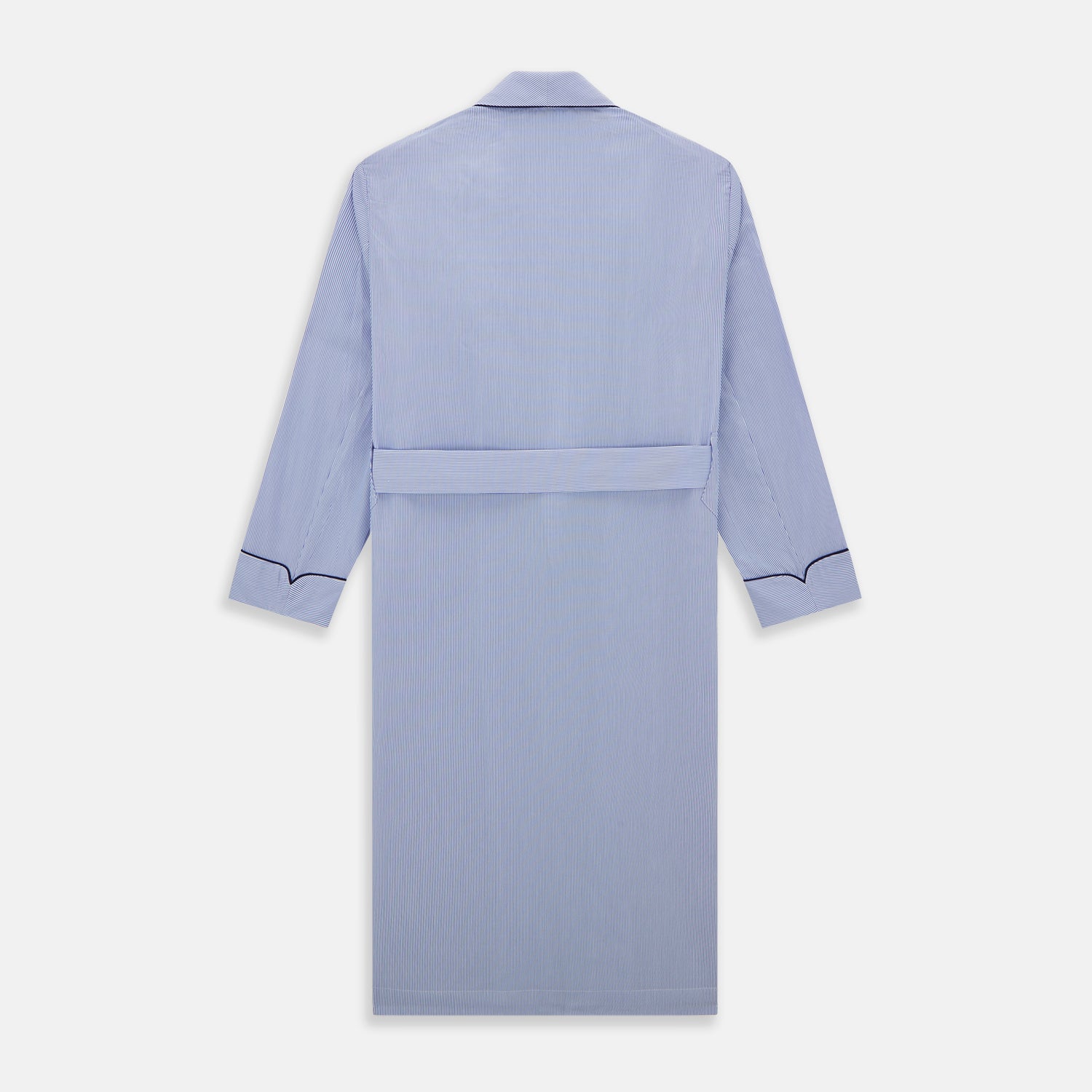 Blue Fine Bengal Stripe Piped Cotton Gown | Turnbull & Asser Turnbull & Asser UK Blue Fine Bengal Stripe Piped Cotton Gown | Turnbull & Asser Turnbull & Asser UK