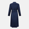 View 2 of product A navy and white polka dot gown with rolled hems in luxurious silk from Turnbull & Asser UK evokes the timeless elegance of classic gentlemen’s nightwear. Displayed on a plain white background, this robe offers both comfort and style, reminiscent of refined evenings at home.