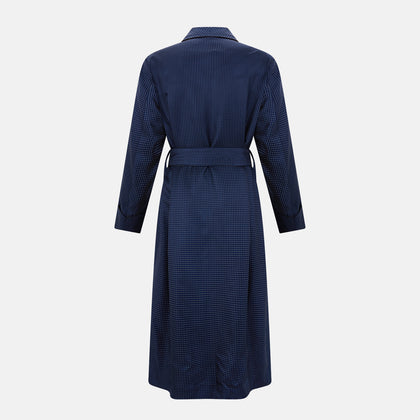 Navy and white polka dot gown with rolled hems in silk Image 1