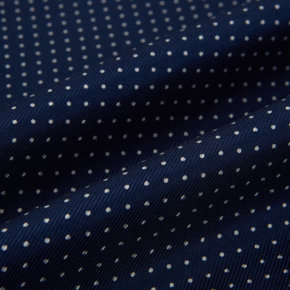Navy and white polka dot gown with rolled hems in silk Image 2