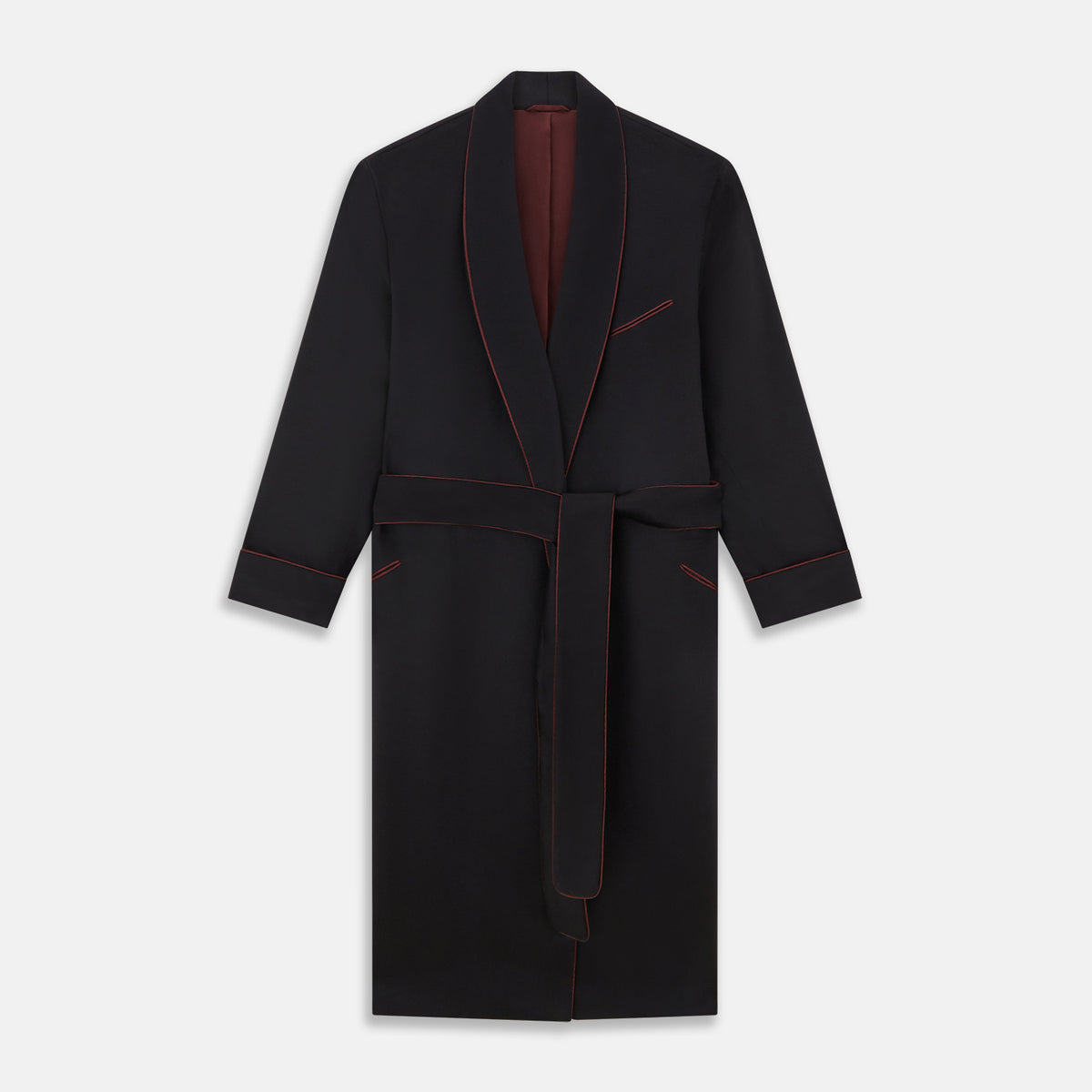 Red Piped Cashmere Gown