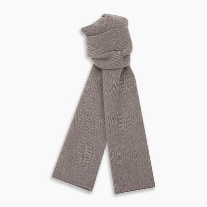 Reversible Grey Herringbone Cashmere Scarf Image 3