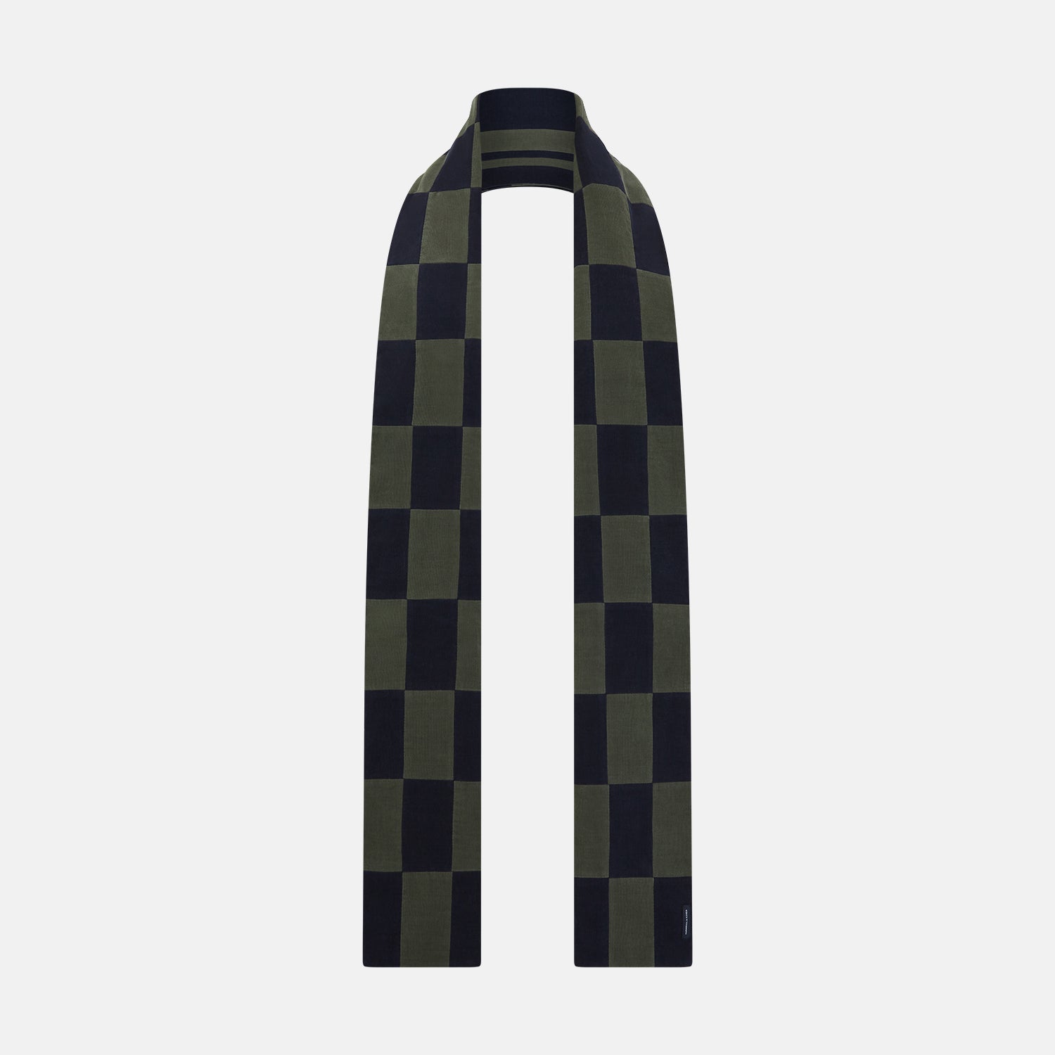 Image 1 of product Navy and Olive Green Striped & Checkered Double-Sided Corduroy Padded Scarf OS
