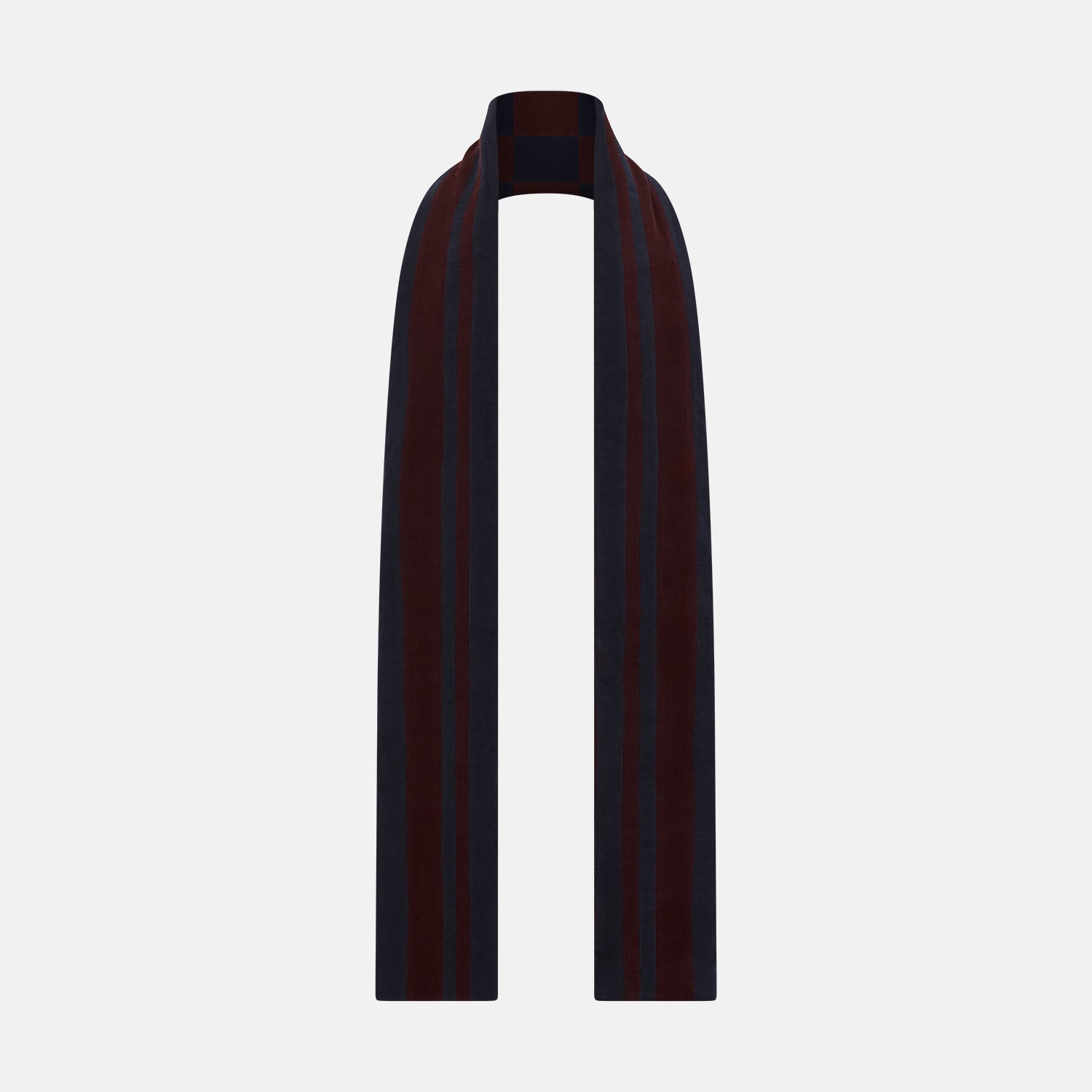 Image 3 of product Navy and Burgundy Striped & Checkered Double-Sided Corduroy Padded Scarf OS