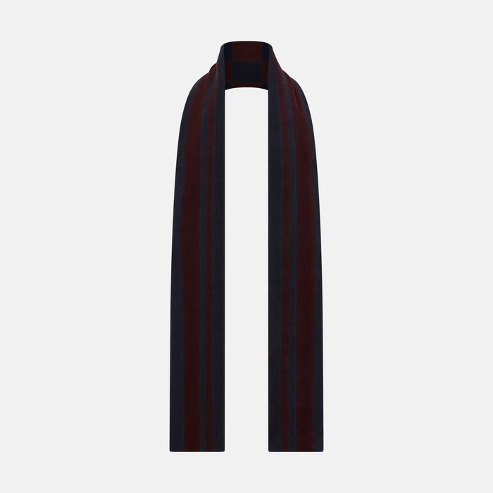 Navy and Burgundy Striped & Checkered Double-Sided Corduroy Padded Scarf Image 2